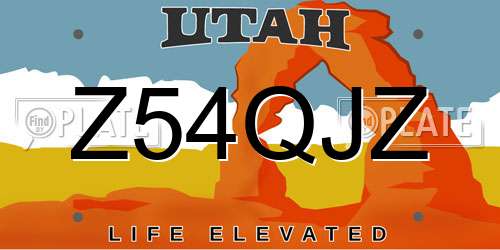 Z54QJZ Utah License Plate