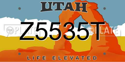 Z5535T Utah License Plate