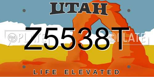 Z5538T Utah License Plate