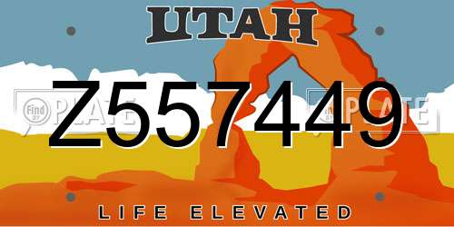 Z557449 Utah License Plate