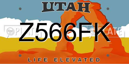 Z566FK Utah License Plate
