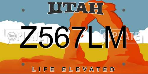 Z567LM Utah License Plate
