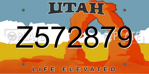 Z572879 Utah License Plate