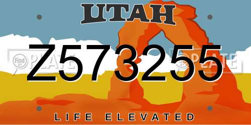Z573255 Utah License Plate