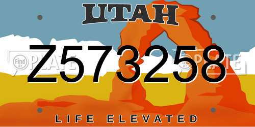 Z573258 Utah License Plate