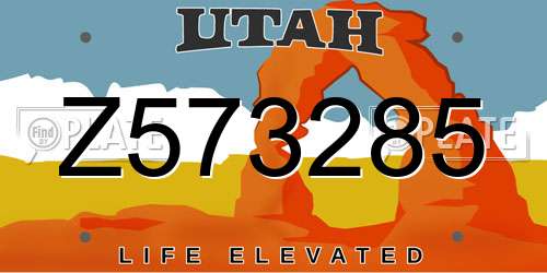 Z573285 Utah License Plate