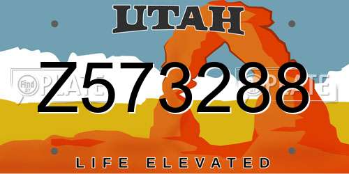 Z573288 Utah License Plate