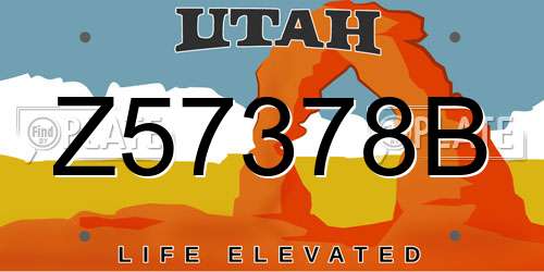 Z57378B Utah License Plate