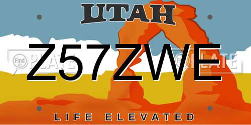 Z57ZWE Utah License Plate