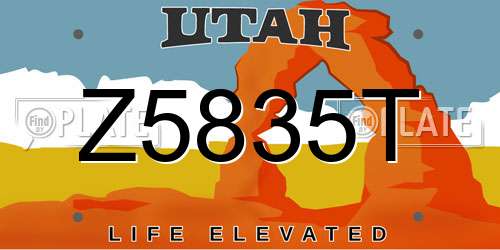 Z5835T Utah License Plate