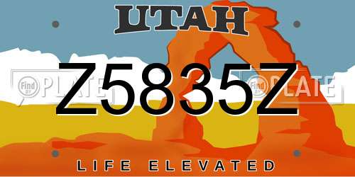 Z5835Z Utah License Plate