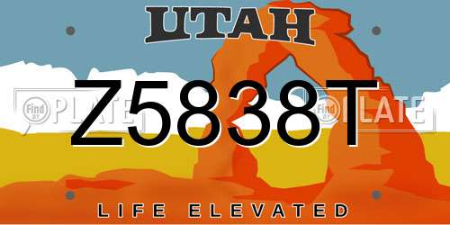 Z5838T Utah License Plate