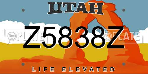 Z5838Z Utah License Plate