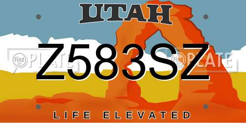 Z583SZ Utah License Plate