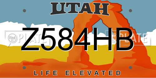 Z584HB Utah License Plate