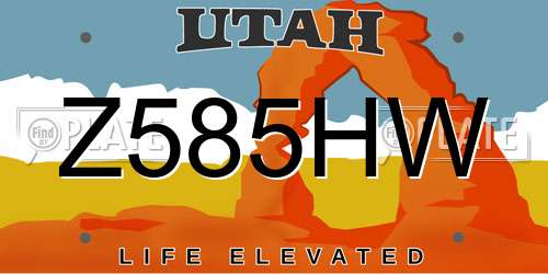 Z585HW Utah License Plate