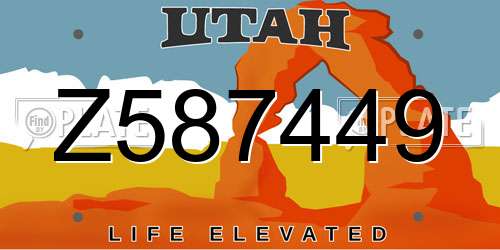 Z587449 Utah License Plate