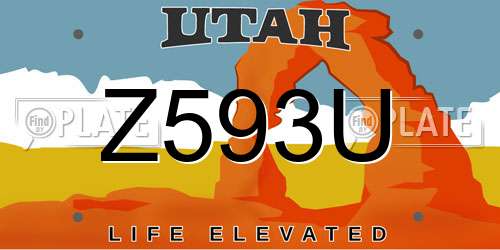 Z593U Utah License Plate