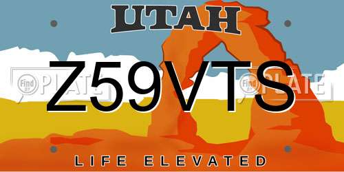 Z59VTS Utah License Plate
