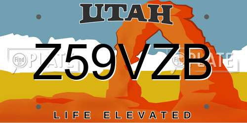 Z59VZB Utah License Plate