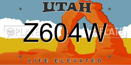 Z604W Utah License Plate