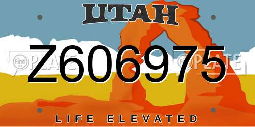 Z606975 Utah License Plate