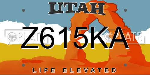 Z615KA Utah License Plate