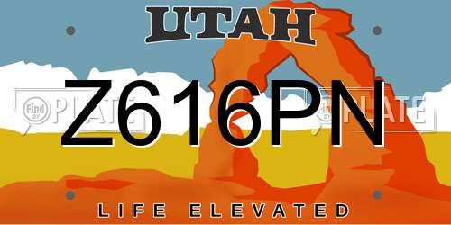 Z616PN Utah License Plate