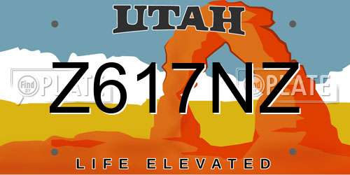Z617NZ Utah License Plate