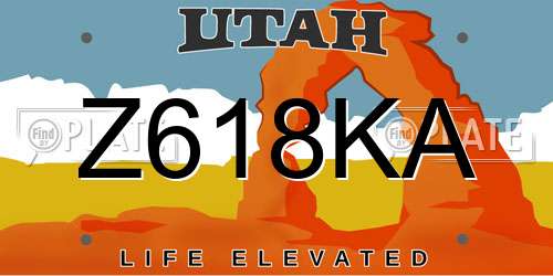 Z618KA Utah License Plate