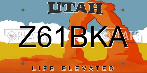 Z61BKA Utah License Plate