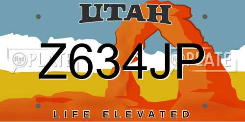Z634JP Utah License Plate
