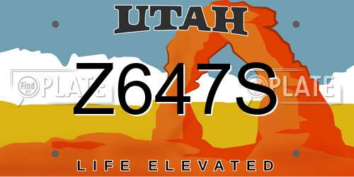 Z647S Utah License Plate