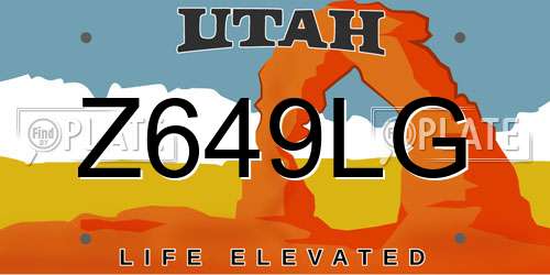 Z649LG Utah License Plate