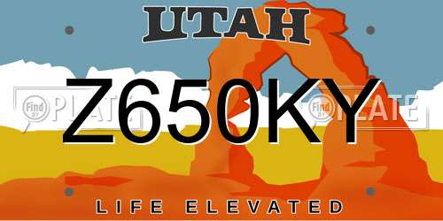 Z650KY Utah License Plate