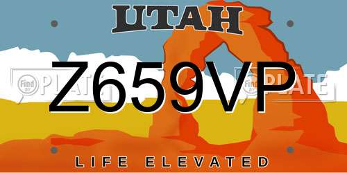 Z659VP Utah License Plate