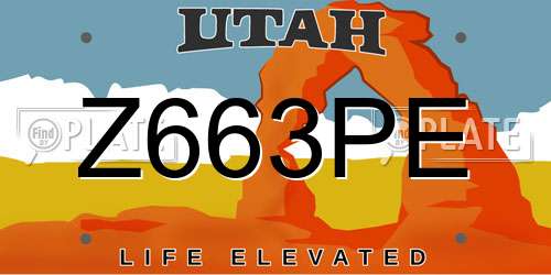 Z663PE Utah License Plate