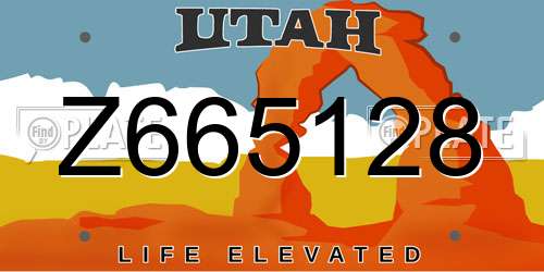 Z665128 Utah License Plate