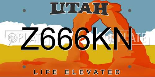 Z666KN Utah License Plate