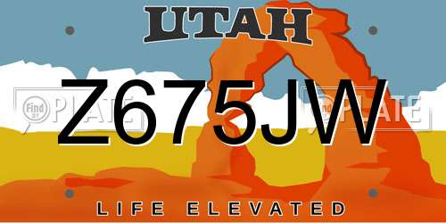 Z675JW Utah License Plate