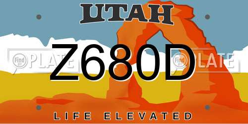 Z680D Utah License Plate