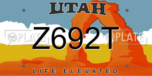 Z692T Utah License Plate