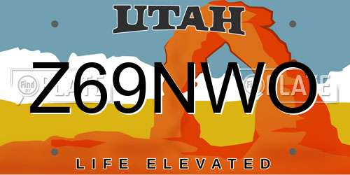 Z69NWO Utah License Plate