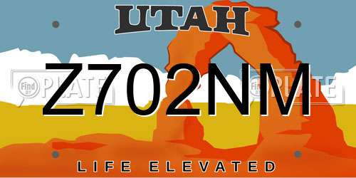 Z702NM Utah License Plate