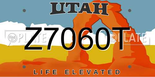 Z7060T Utah License Plate
