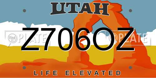 Z706OZ Utah License Plate
