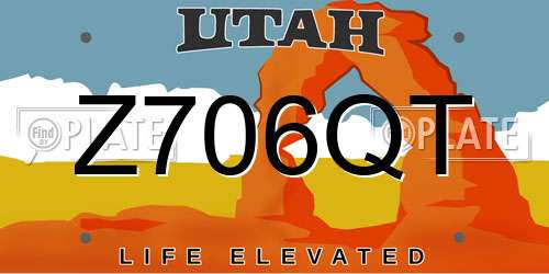 Z706QT Utah License Plate