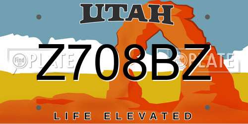 Z708BZ Utah License Plate