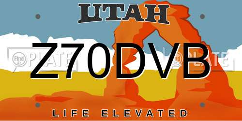 Z70DVB Utah License Plate