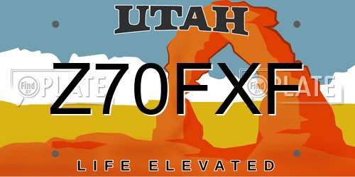 Z70FXF Utah License Plate